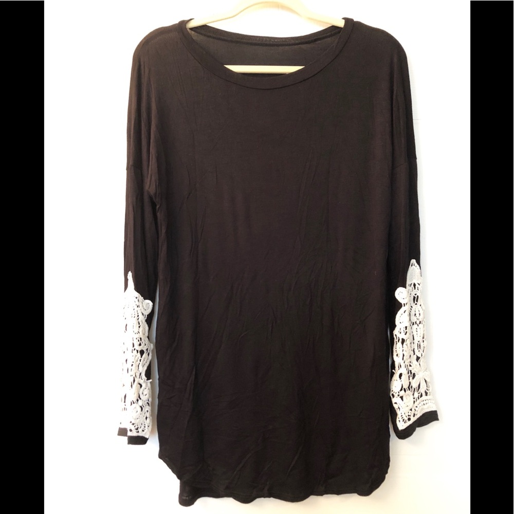 NWOT Crocheted Lace Sleeve Top